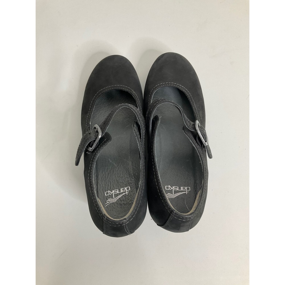 Dansko Black Nubuck Leather Mary Jane Wedge Clogs Womens 39 EU 8.5-9 US - Picture 5 of 7